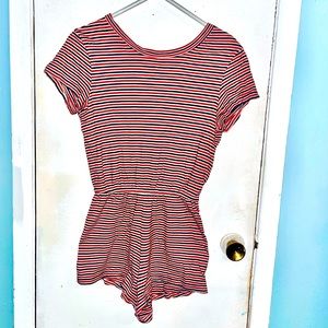 Red white and blue striped romper